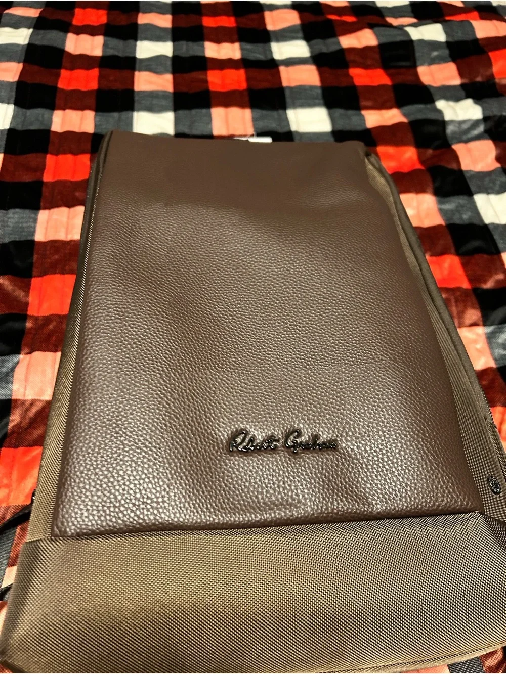 Robert Graham Chocolate Brown Pebble Leather Laptop Backpack